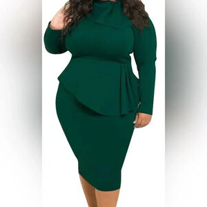 Lexiart Women Peplum Patchwork Bodycon Business Church Formal Funeral Midi Dress